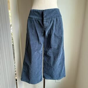 Rave Y2K Navy Velvet Wide Leg Culottes Cropped Pants Size 11 Low Rise